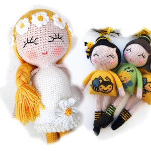 Patrón de crochet Daisy y Arıbal Doll, 2 en 1, patrón inglés