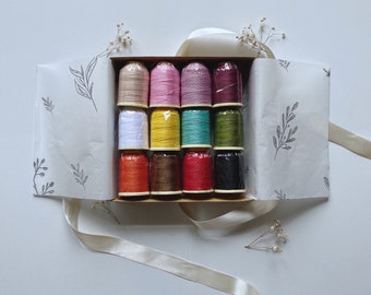 Silk thread box for miniature doll, 12 pieces of colorful thread