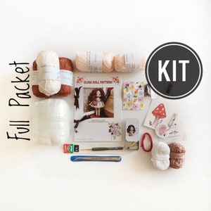 Kit de inicio de ganchillo muñeca hecha a mano Elina