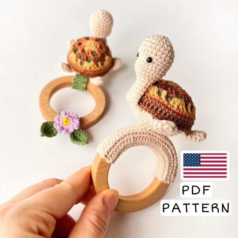 Crochwt Turtle Rattle Crochet Turtle Rattle Pattern: Amigurumi Animal Toy (PDF Download) - Etsy