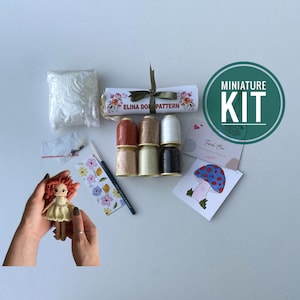 Miniature doll kit, Crochet kit Elina