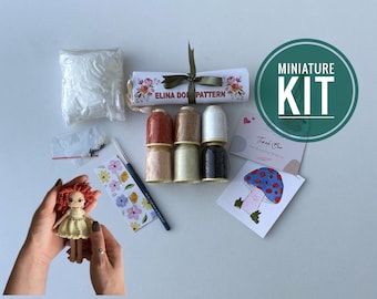 Miniature doll kit, Crochet kit Elina