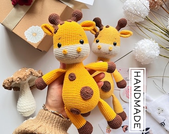 あみぐるみ　うさぎ　キリン　ハンドメイド　【ばあば】 かぎ針編みのキリンあみぐるみ：手作りコットン動物おもちゃ - Etsy 日本