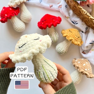 Crochet Mushroom Rattle Pattern: Amigurumi Plushie, Keychain, Bag Charm (PDF Pattern)