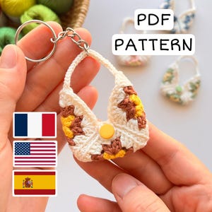 Crochet Mini Bag Keychain Pattern: Granny Square Purse Tutorial (PDF Download)