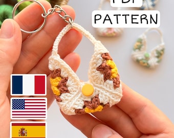 Crochet Mini Bag Keychain Pattern: Granny Square Purse Tutorial (PDF Download)