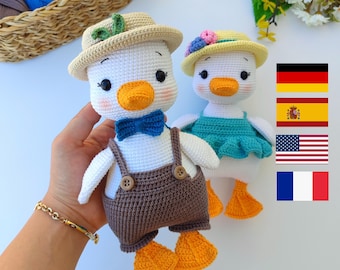 Padrão de Crochê de Pato | Amigurumi de Pelúcia | 2 Roupas Removíveis