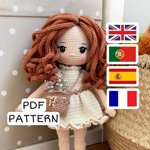 Crochet Pattern, Elina Doll , PDF