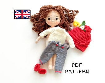 Ubranka zimowe dla lalki Elina amigurumi w rozmiarze 12 cali