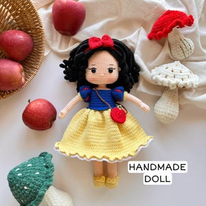 Handmade Snow White Amigurumi Doll: Crochet Princess Toy, 30cm