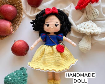 Handmade Snow White Amigurumi Doll: Crochet Princess Toy, 30cm