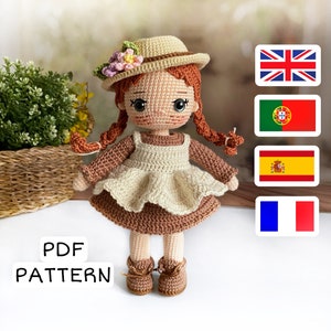 Modèle au crochet pour poupée Anne, joli modèle amigurumi, PDF
