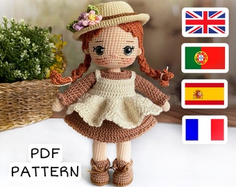 Crochet Pattern Anne Doll, Cute amigurumi pattern, PDF