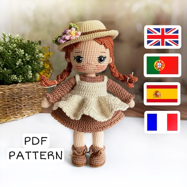 Crochet Pattern Anne Doll, Cute amigurumi pattern, PDF