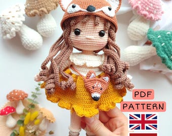CROCHET PATTERN Fox Eliza Amigurumi Doll, English, Spanish, PDF