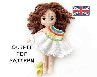 12-calowe kolorowe ubranka dla lalki Elina amigurumi