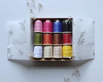 Colorful thread for miniature doll, 12 pieces silk thread, Yarn box