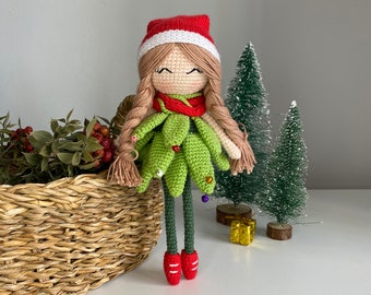 Kerst Elf pop gehaakte amigurumi en handgemaakte knuffel