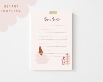 Pink Santa Wish List | Dear Santa | Printable Wish List | Letter to Santa | Santa Wish List | Christmas Printable | Dear Santa List