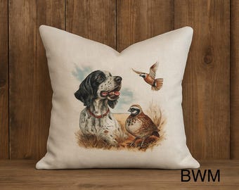 English Setter Linen Pillow Cover