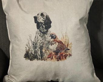 English Setter Linen Pillow Cover
