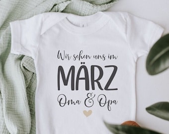 Schwangerschaft verkünden · Baby Body "Wir sehen uns..." · Großeltern · Babybody personalisiert · kurz/langarm ·