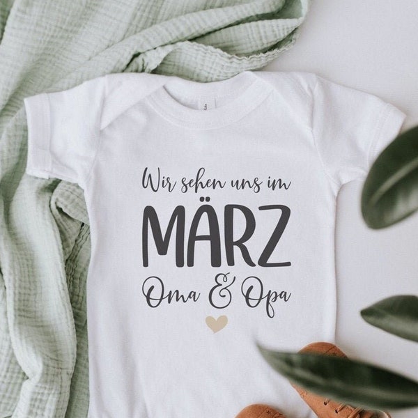 Schwangerschaft verkünden · Baby Body "Wir sehen uns..." · Großeltern · Babybody personalisiert · kurz/langarm ·