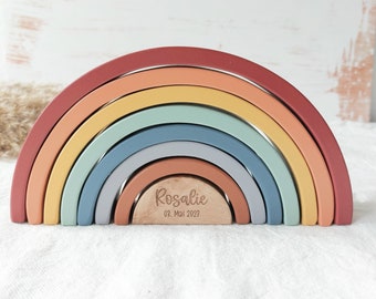 Geschenk Geburt · Boho Regenbogen Holz · Babygeschenk Geburt · Personalisiert · Geburtsgeschenk · Taufgeschenk · Geschenk Taufe ·