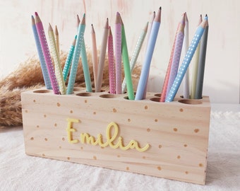 Pen holder child with name · School enrollment gift · Children's pencil box · Wooden pencil cup · School child 2024 · Montessori