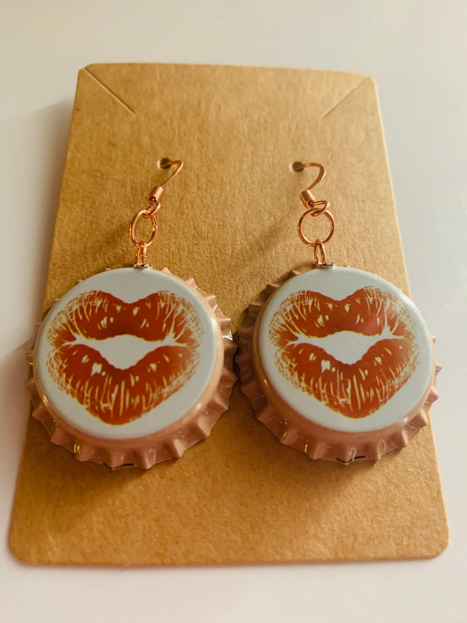 Bottle cap earrings with nickel free hooks Etsy