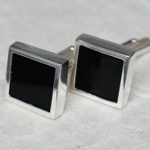 Black Onyx Cufflinks sterling Silver Wedding Gift, Pendant Necklace Handmade Unisex Pendant