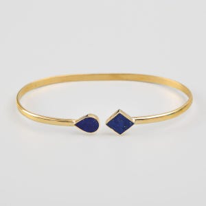 Lapis lazuli Cuff Bracelet Adjustable  92.5 Sterling Sliver Gold plated 8x12mm stone size handmade bracelet Gift For her dec birth gemstone
