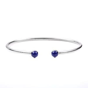 Lapis lazuli Cuff Bracelet Adjustable  92.5 Sterling Sliver heart shape 8mm stone size handmade bracelet Gift For her dec birth gemstone