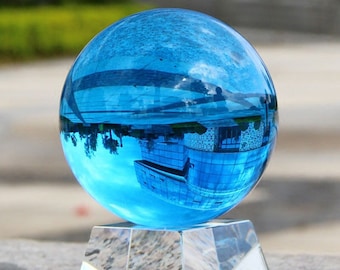 Blue Crystal Ball: Handmade Quartz Divination Sphere