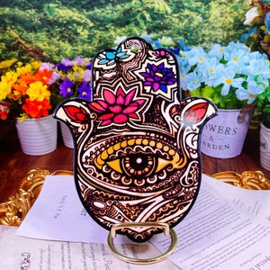 Mano de Hamsa de cerámica: Mal de ojo, Meditación, Dios del Sol
