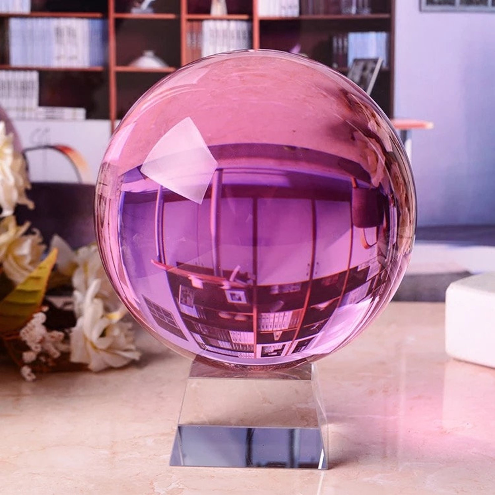 Crystal Ball Pink Crystal Ball Glass Gaze Crystal Ball Etsy