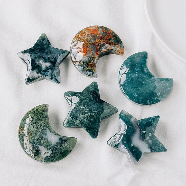 Natural agate / aquatic agate star / aquatic agate moon / Crystal