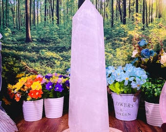 Natural White Quartz Crystal Tower: Healing Obelisk Wand Point