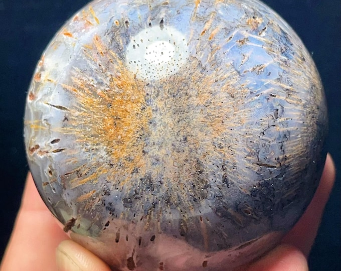 Featured listing image: Natural  Rutilated Quartz Crystal Sphere: Healing Stone, Energy Gift L8000