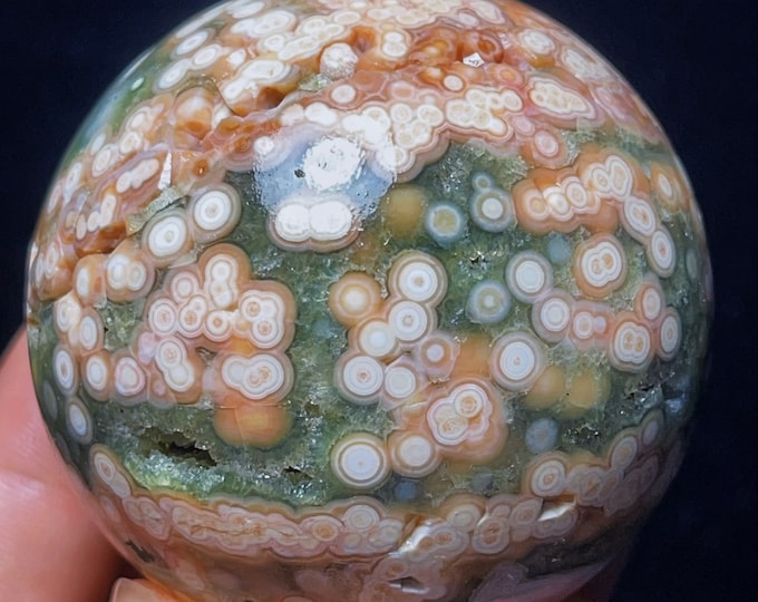 Featured listing image: Natural Orbicular Ocean Jasper Sphere: Chakra Reiki Meditation Stone