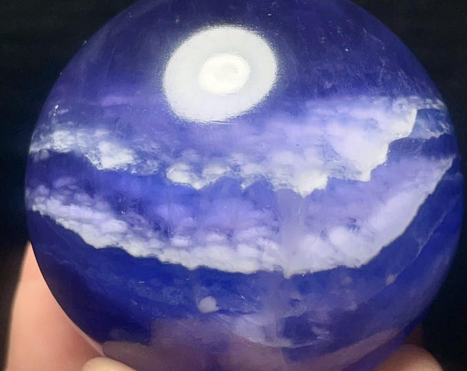 Featured listing image: Natural Exquisite Purple Blue Fluorite Sphere: Reiki Healing Crystal L7512