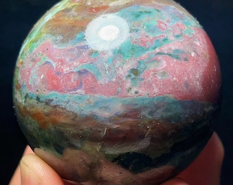 Natürliche Ozean Jaspis Kugel: Chakra Reiki Meditation Stein L8012