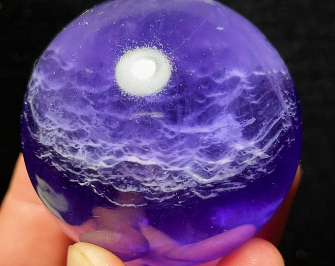 Featured listing image: Natural Exquisite Purple Blue Fluorite Sphere: Reiki Healing Crystal L8324