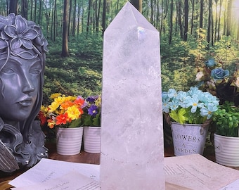 Natural Clear Quartz Tower: Crystal Obelisk Wand Point