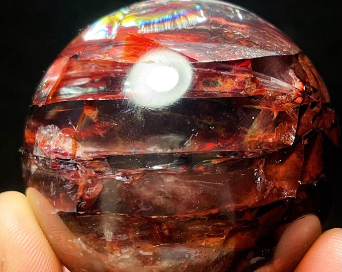 Featured listing image: Red Gum Flower Crystal Quartz Sphere: Chakra Reiki Meditation Stone L7913