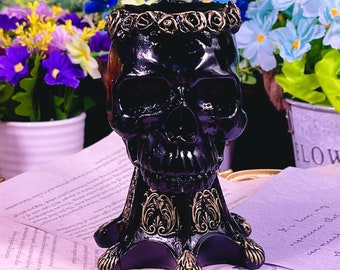 Base boule de cristal tête de mort : décoration d&#39;intérieur gothique