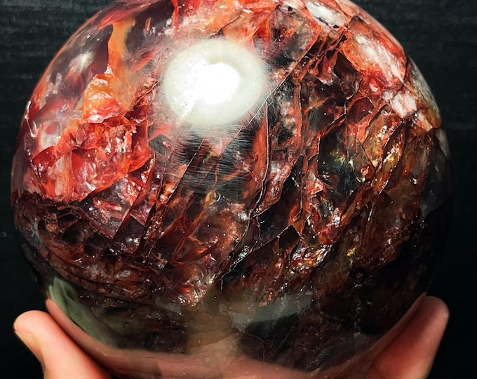 Featured listing image: Natural Red Crystal Quartz Sphere: Polished Reiki Chakra Healing Stone