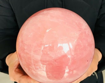 Handmade Pink Crystal Ball: Glass Gazing Sphere, Energy Healing