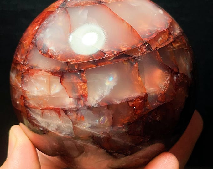 Featured listing image: TOP 922G Natural Polished Red gum flower crystal quartz Sphere /Chakra/Reiki/Meditation/Special Gift/Healing crystal L6148