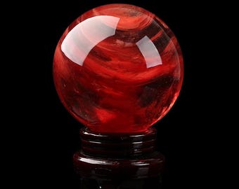 Red Quartz Crystal Ball: Handmade Energy Healing Sphere